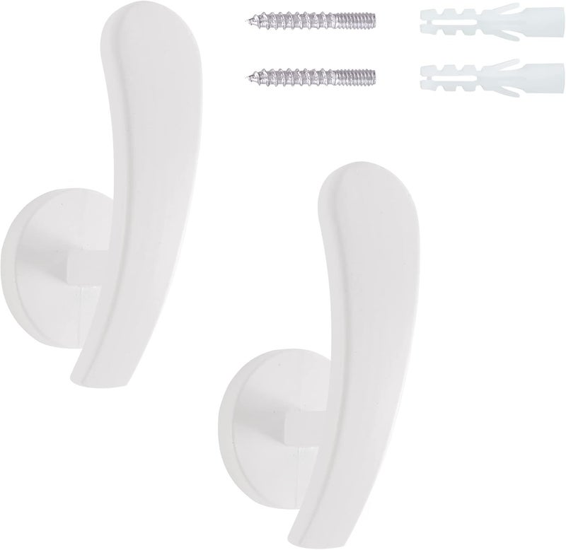 HEMOUR Curtain Holdback, 2pcs Wall Mounted Drapery Tiebacks with Screws, Decorative Drapery Metal Hook Wall Hanger, White - Image 4